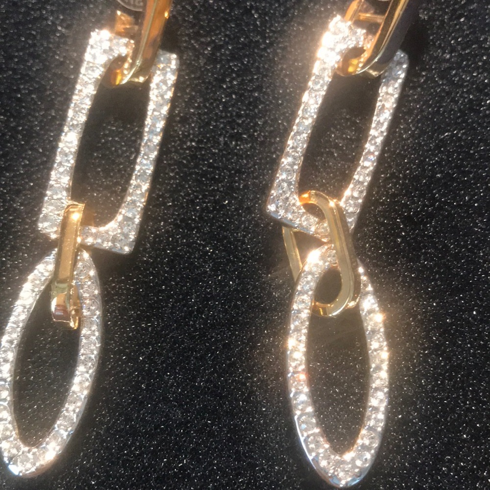 Gold plated Swarovski earrings NEW! - Picture 3 of 5